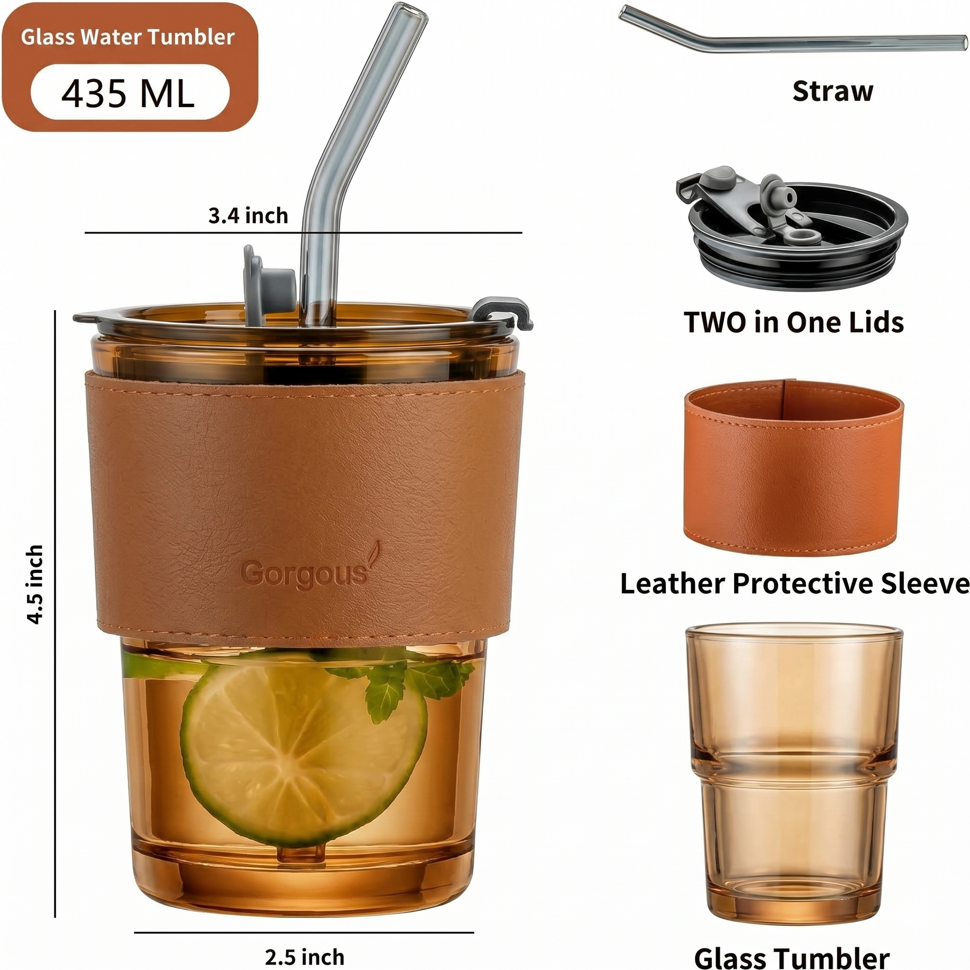 Leather sleeve brown mug details